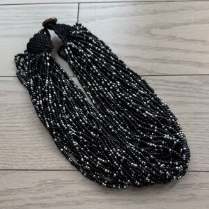 Elegant Black and Gold Multi-Strand Beaded Necklace